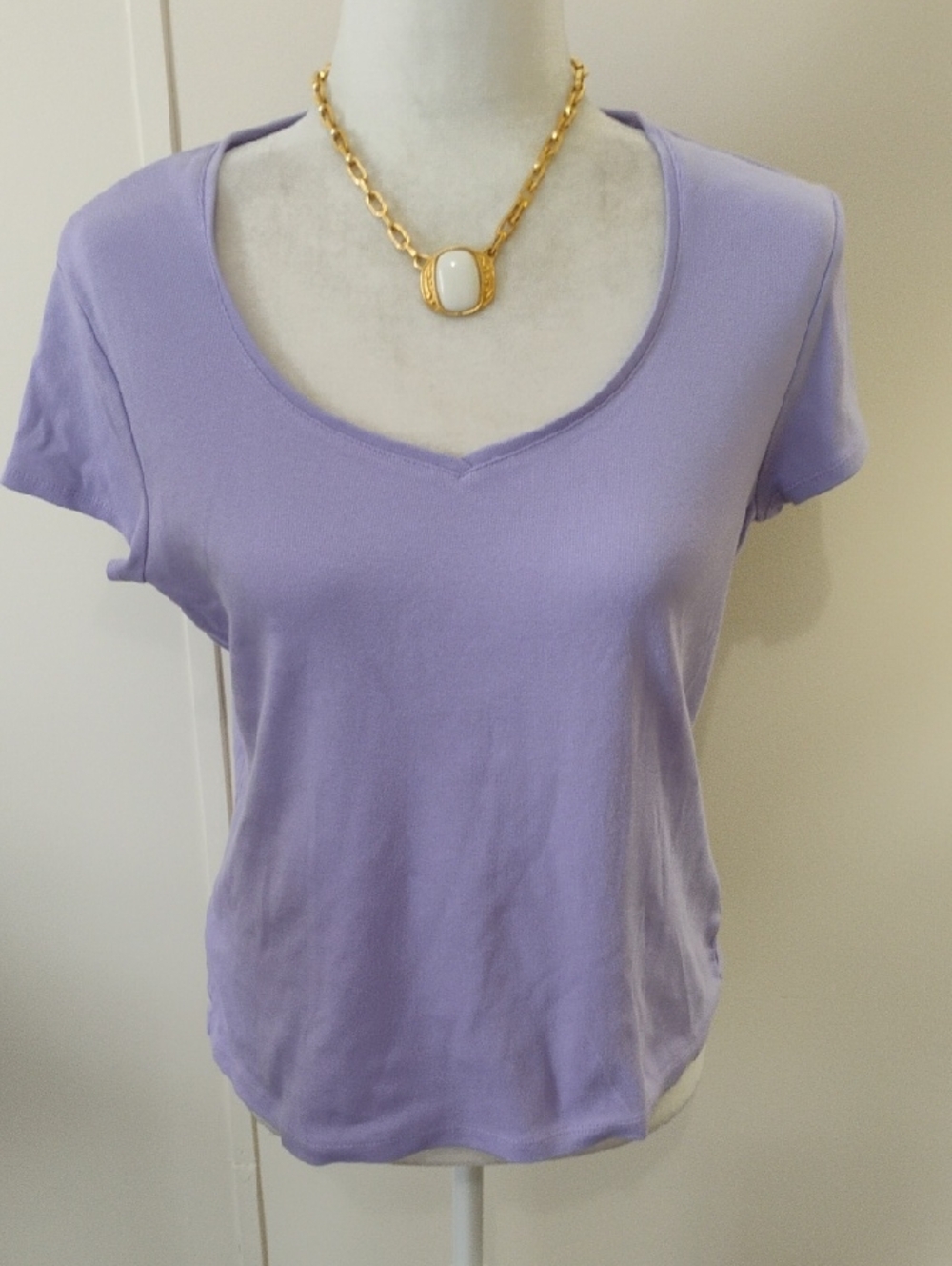 LOFT Lavender V-Neck Short Sleeve Tee